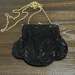 Elegant Black Beaded Evening Bag